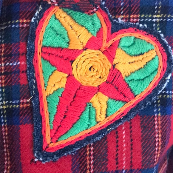 Ladies Wool Jacket with Peter Pan Collar and Hand Embroidered Heart Patch. - Picture 2 of 6